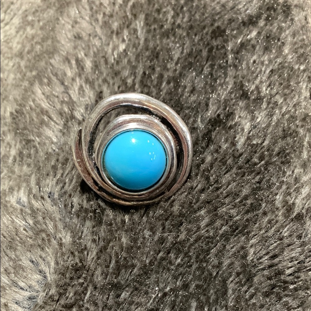 Silver and Blue Swirl Ring Turquoise 8063 Western‎ Style
